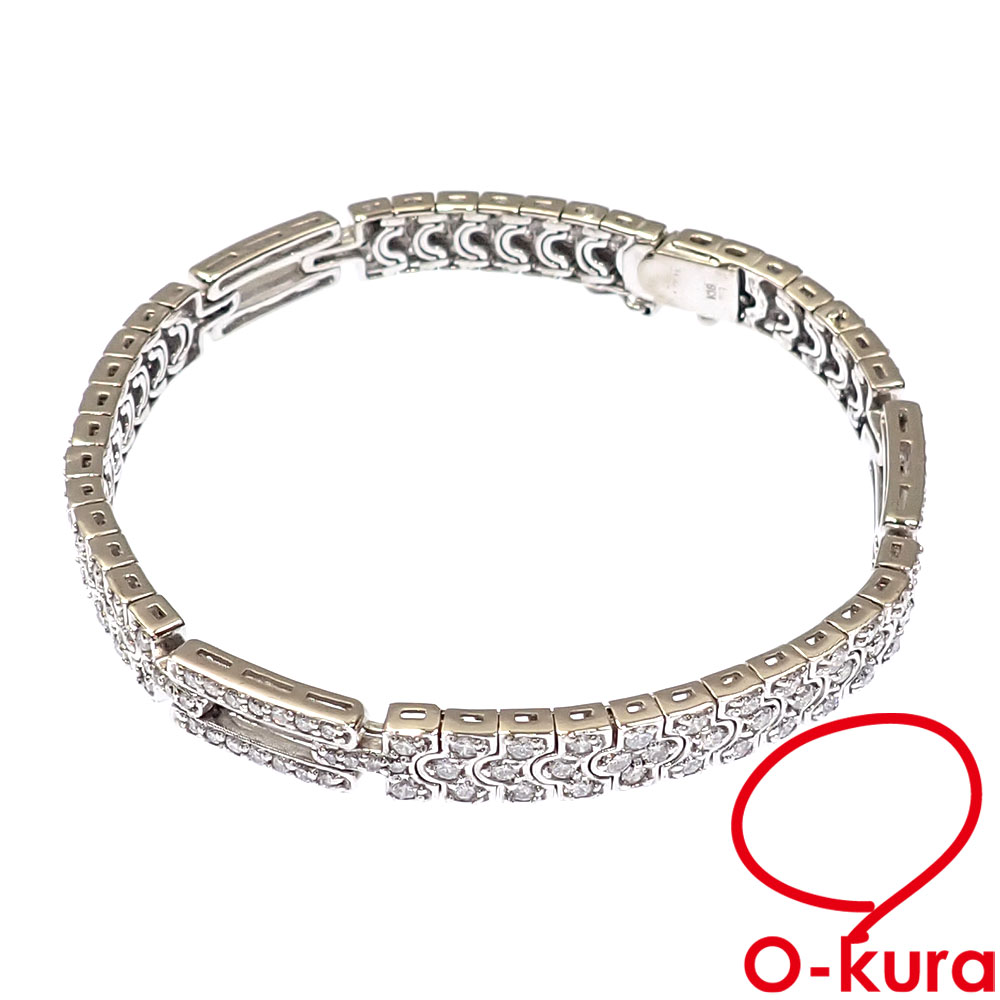 新品　k18WG ダイヤモンドブレスレット K18WG ダイヤモンド ブレスレット 1.40ct ステーション