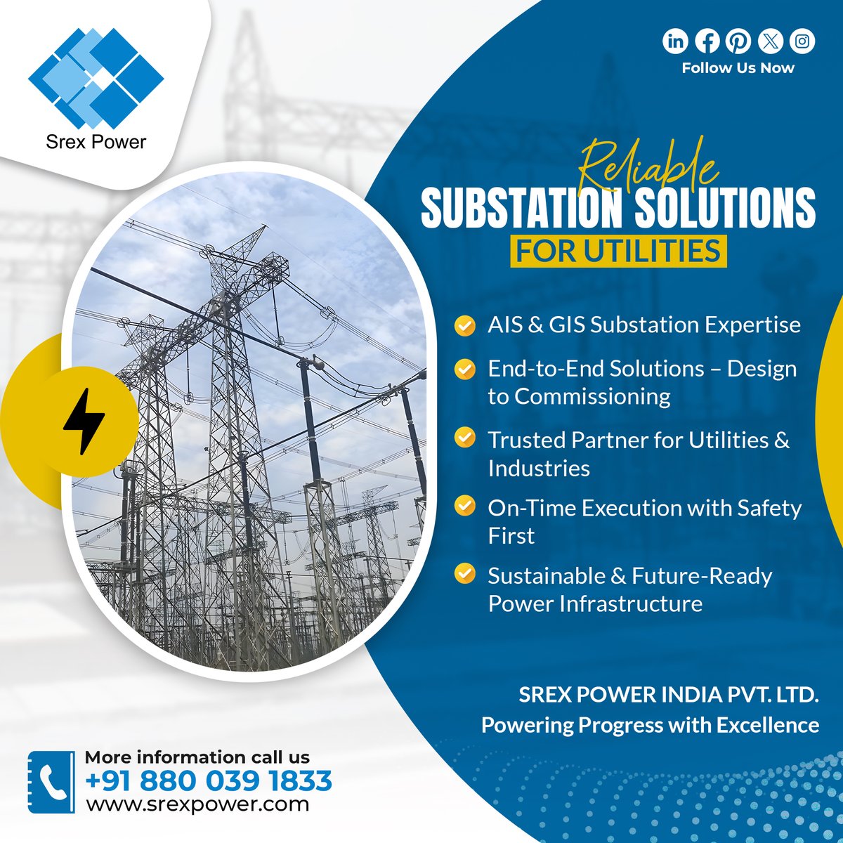 srexpowerindia's tweet image. Powering Utilities with Reliable Substation Solutions ⚡
At Srex Power India, we deliver AIS &amp;amp; GIS substations – from design to commissioning – ensuring safety, reliability &amp;amp; on-time execution. 🚀
#SrexPower #Utilities #SubstationSolutions