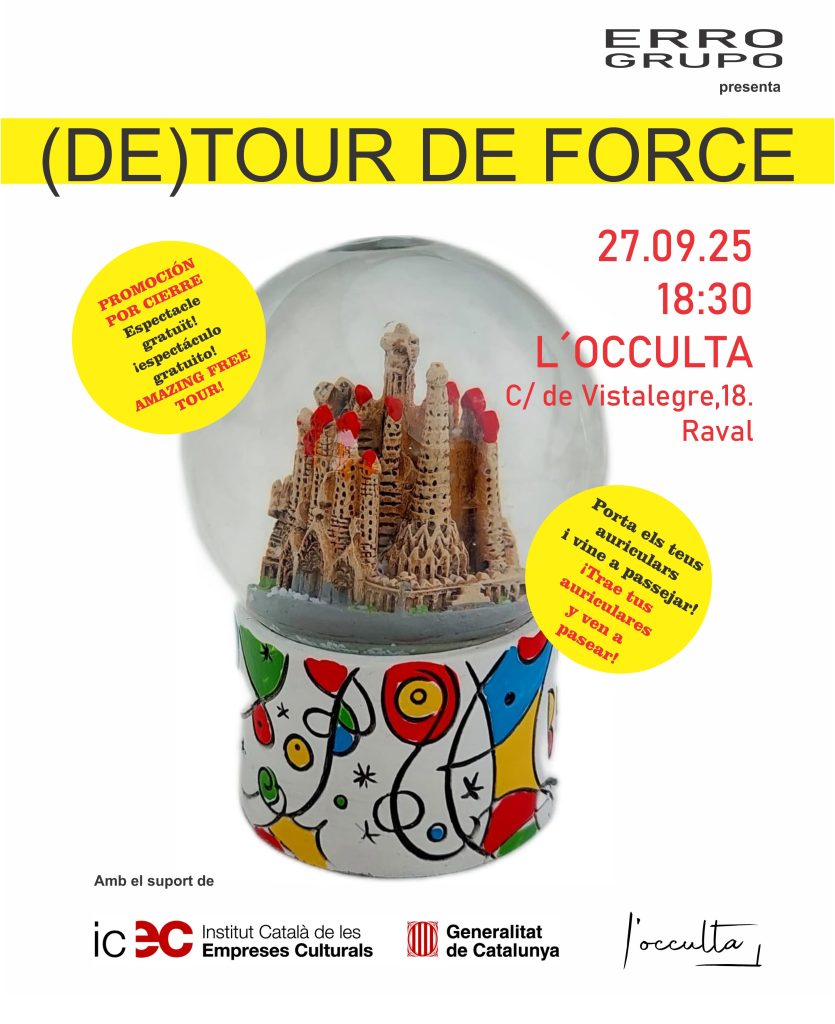 M'interessa molt el que fa <a href="/ERROGrupo/">ERRO Grupo</a>, un grup de teatre de carrer que el 27 presenta un nou treball, (De)Tour de Force, un espectacle participatiu i transeünt sobre l'espectacularització turística de la ciutat. Aquí us podeu apuntar per participar.   tinyurl.com/mwc8uw77