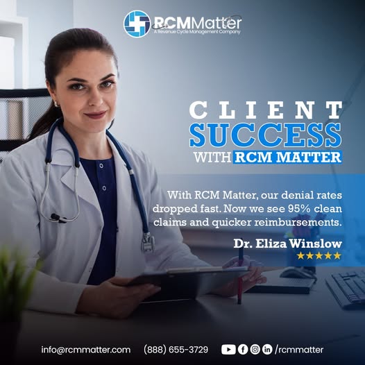 From high denials to a 95% clean claim rate in 60 days with RCM Matter.

Faster pay, fewer delays, full compliance.
👉 rcmmatter.com

#RCMMatter #MedicalBilling #DenialManagement