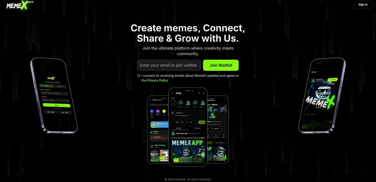 🌌 MemeX Labs is bringing the Meme Social App! 

Waitlist at memex.cool/?utm_source=tw… gives you early access and a shot at free Degen Droids NFTs. 

Don’t wait!