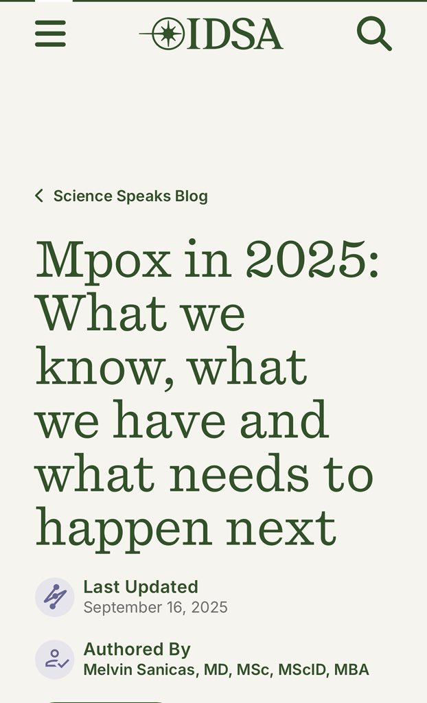 infeccHRUmalaga's tweet image. RESUMEN @IDSAInfo🇺🇸 sobre #Mpox🦠 3 años después de su aparición en humanos🧍🏻♂️🧍🏻♀️🧍🏻, donde estamos?🤔
🌀Situación en África 🌍
🌀Situación fuera de África 🌎🌏
🌀Vacuna y ttos disponibles💊💉
🌀Futuro:Reto mundial en manejo d infecciones emergentes🔮📈
🔗🆓 idsociety.org/science-speaks…
