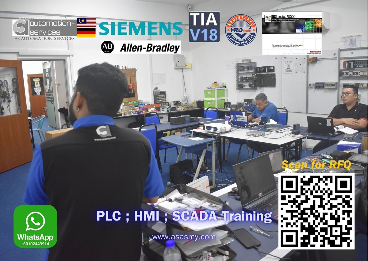 Just wrapped 10 days of #PLCTraining with #SiemensPLC + #AllenBradleyPLC using #TIA18 &amp; #RSLogix5000, incl. #HMIProgramming &amp; #SCADATraining. Fully #HandsOnTraining at our #JohorBahru centre. #HRDCorpClaimable for 2 pax. RFQ: asasmy.com/request-quotat…