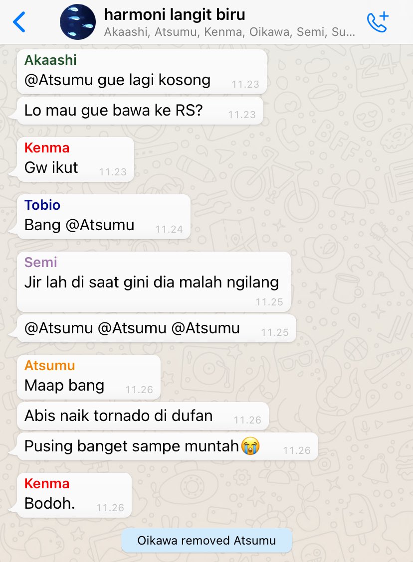 suatu hari, Atsumu ngeluh pusing.