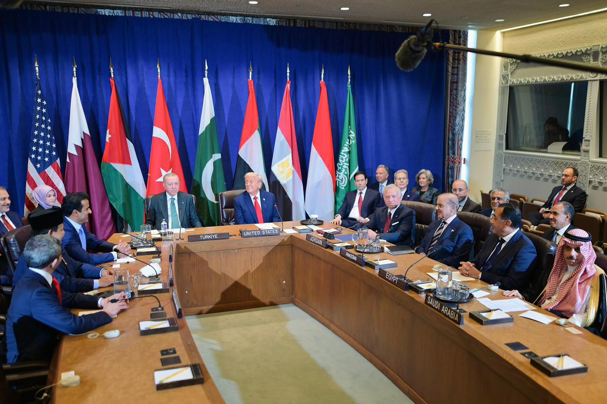 President of the #UnitedStates #DonaldTrump meets with Muslim leaders on #Gaza This is my most important meeting. We've had 32 meetings here. But it's very important because we're going to end a war that probably should never have started.

Prime Minister Muhammad #ShehbazSharif