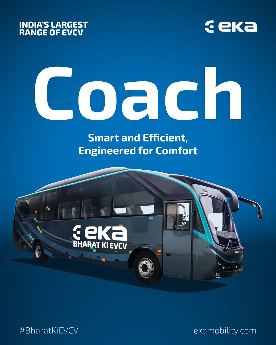 On Day 3 of Navratri, we celebrate blue- the colour of confidence, innovation &amp; inner strength.
EKA Coach reflects this spirit with comfort, efficiency, and innovation, driving every journey with purpose &amp; reliability.
Together, we steer Bharat towards a sustainable tomorrow.