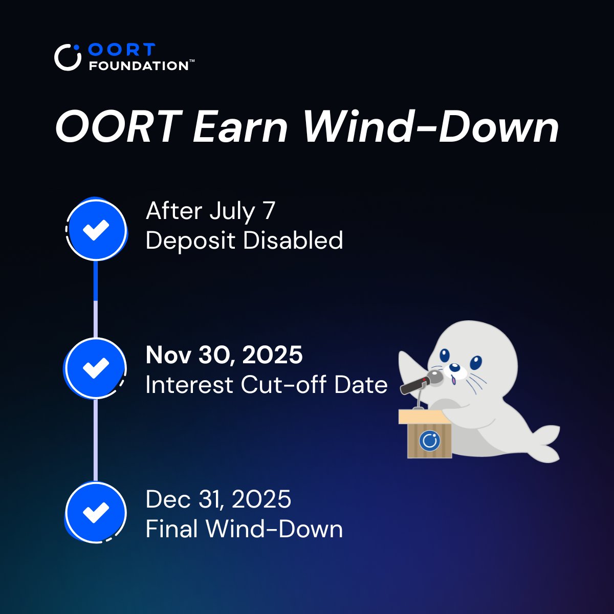 oortech's tweet photo. 🚨 Update: By community request, we’re extending OORT Earn until Nov 30, 2025!

✅ Rewards keep rolling until then
✅ Tokens auto-unstake after

Two more months of staked interest. Enjoy it! https://t.co/FUmh6wiqXg