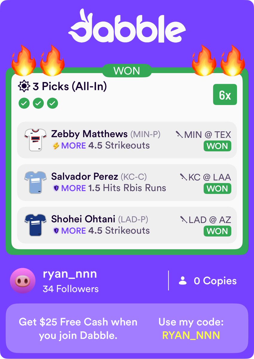 GreatValue25's tweet image. Shoutout to @prop_professor for a crazy night on dabble 🎯💰
code “GREAT VALUE” for 25% off 
#GamblingX #SportsBettingX #Dabble #MLB