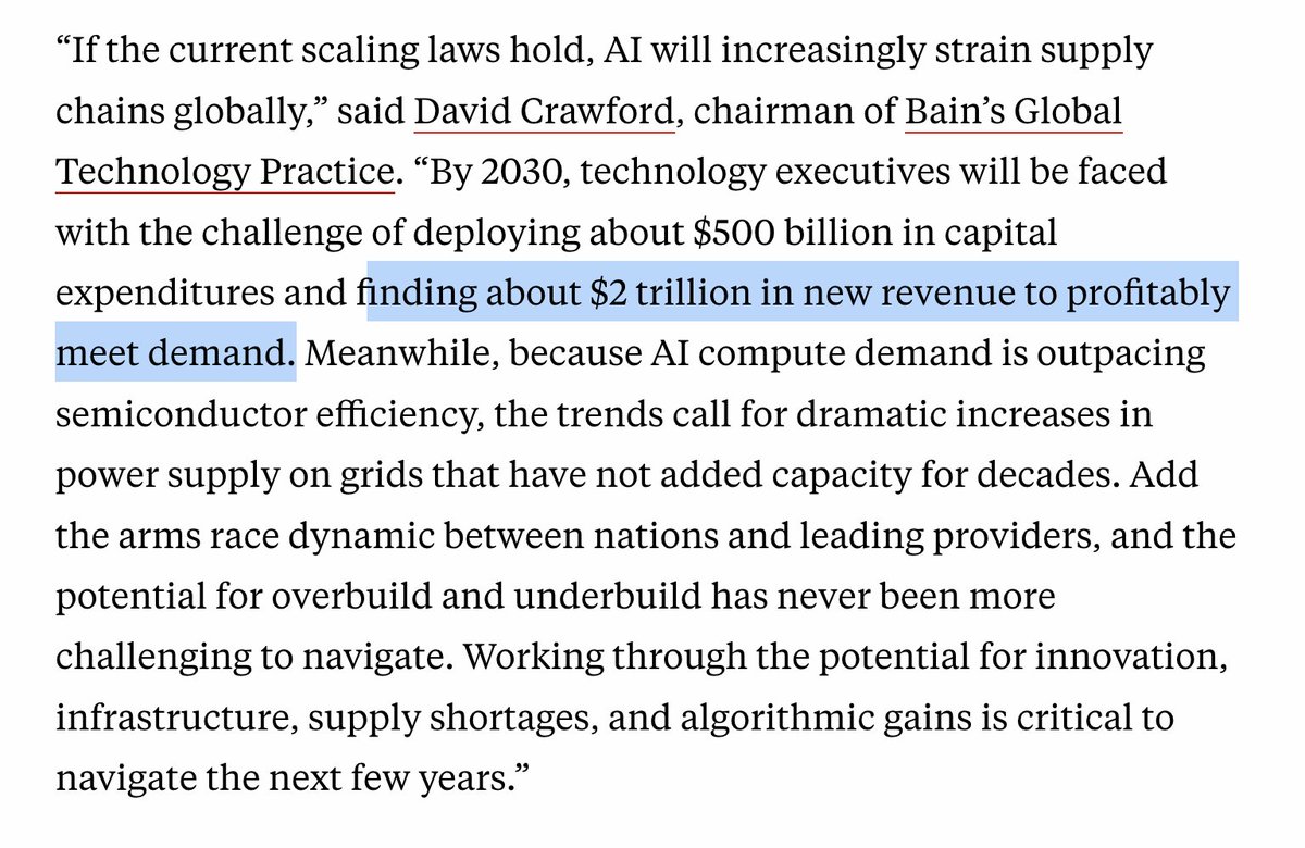 the state of the AI investment bubble, in plain English:

overcapacity projected at USD 2 trillion, higher energy prices, higher water wastage, for a technology we dont need at that scale
