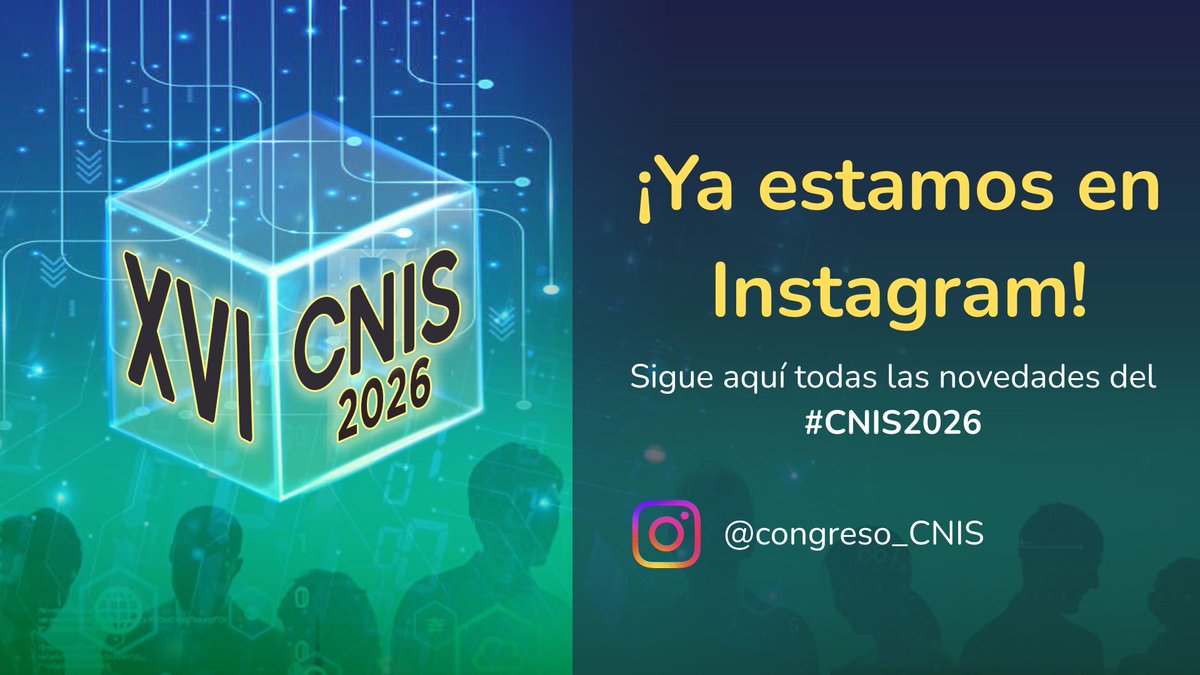 ¡Ya estamos en Instagram! 📲 Síguenos en @congreso_cnis y descubre todas las novedades del #CNIS2026
instagram.com/congreso_cnis/