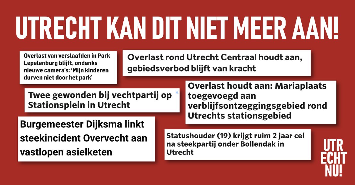 Al jaren dezelfde krantenkoppen, en het stopt niet. Natuurlijk moet het Rijk bijbenen, maar Utrecht creëerde dit zelf. De ‘mensenrechtenstad’ zonder bedelverbod, met een zomer uitsluitend voorrang voor statushouders, en die overlast al jaren niet echt aanpakt. #raad030
