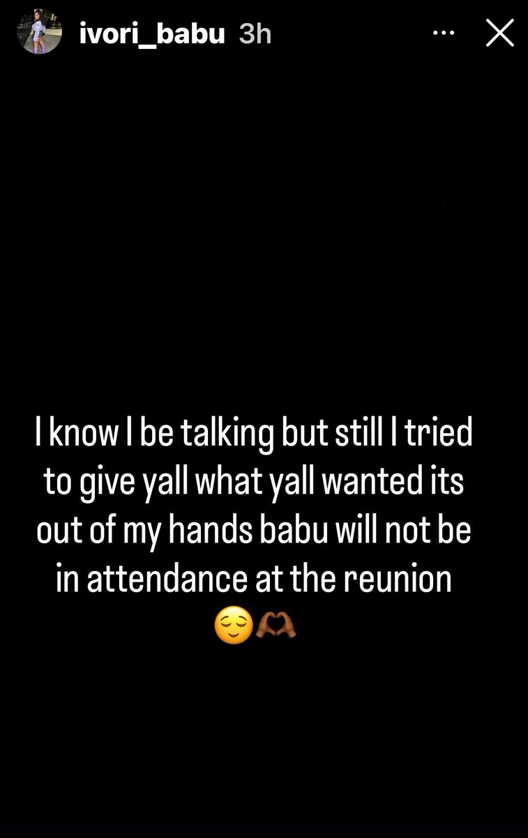 BaddiesReality's tweet image. Ivori confirms again that she will NOT be at the #BaddiesAfrica reunion! 😫