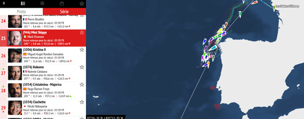 C’est un golfe de Gascogne bien automnal qui a cueilli la flotte de la #MiniTransat avec des rafales à 35 nœuds sur une mer dure et cabossée. Mark évolue à la 25è position (+ 1 ), sur les 57 mini de séries encore en course. Fiers de le soutenir chez #EXID-CD 💪⚓