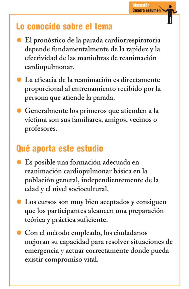 📚La formación en #rcp para la población general enseña las técnicas básicas para actuar ante una parada cardiorrespiratoria
⚠️La importancia radica en que la rápida actuación de un testigo aumenta las posibilidades de supervivencia de una víctima

elsevier.es/es-revista-ate…