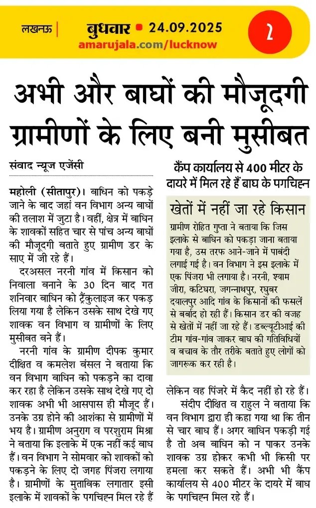 mediacellsp's tweet photo. एक बाघिन पकड़कर वन विभाग और भाजपा सरकार क्षेत्र से बाघ समस्या दूर होने का दावा कर रहे हैं जबकि ग्रामीणों का कहना है कि 5 से 6 बाघ बाघिन और उनके शावक क्षेत्र में खेतों और इलाके में मौजूद हैं और ग्रामीणों पर हमला कर रहे, जानें ले रहे हैं।

ये समस्या विकराल है और इस समस्या को दूर करने के बजाय भाजपा सरकार और महाभ्रष्ट वन विभाग झूठ बोलने में व्यस्त है।

जनता की जान की कोई परवाह इस भाजपा सरकार और इसके जिम्मेदारों को नहीं है।

भाजपाइयों और वन विभाग का पूरा ध्यान और दिमाग सिर्फ वन संपदा की लूट, अवैध वन कटान, वन संपदा की तस्करी करने में लगा हुआ है और जंगली हिंसक जानवर जंगलों से निकलकर जानें ले रहे हैं।