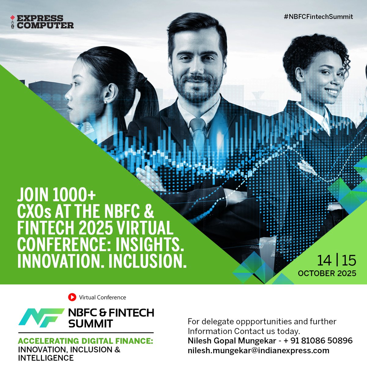 ExpComputer's tweet image. Join 1000+ CXOs at the #NBFC & #Fintech 2025 #VirtualConference: Insights. Innovation. Inclusion.
#NBFCFintechSummit 2025 ~ Accelerating Digital Finance: Innovation, Inclusion & Intelligence
📝 Register Now: t.ly/14nbfcX
📅 14th & 15th October 2025
📌 Virtual…