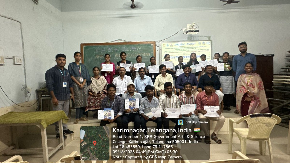 cas_envis's tweet photo. Seva Parv awareness programme conducted by our EIACP PC RP at SRR Arts and Science College, Karim Nagar, Telangana during 17th Sep. - 20th Sep. 2025.
#SevaParv https://t.co/bd9jsnKIFb