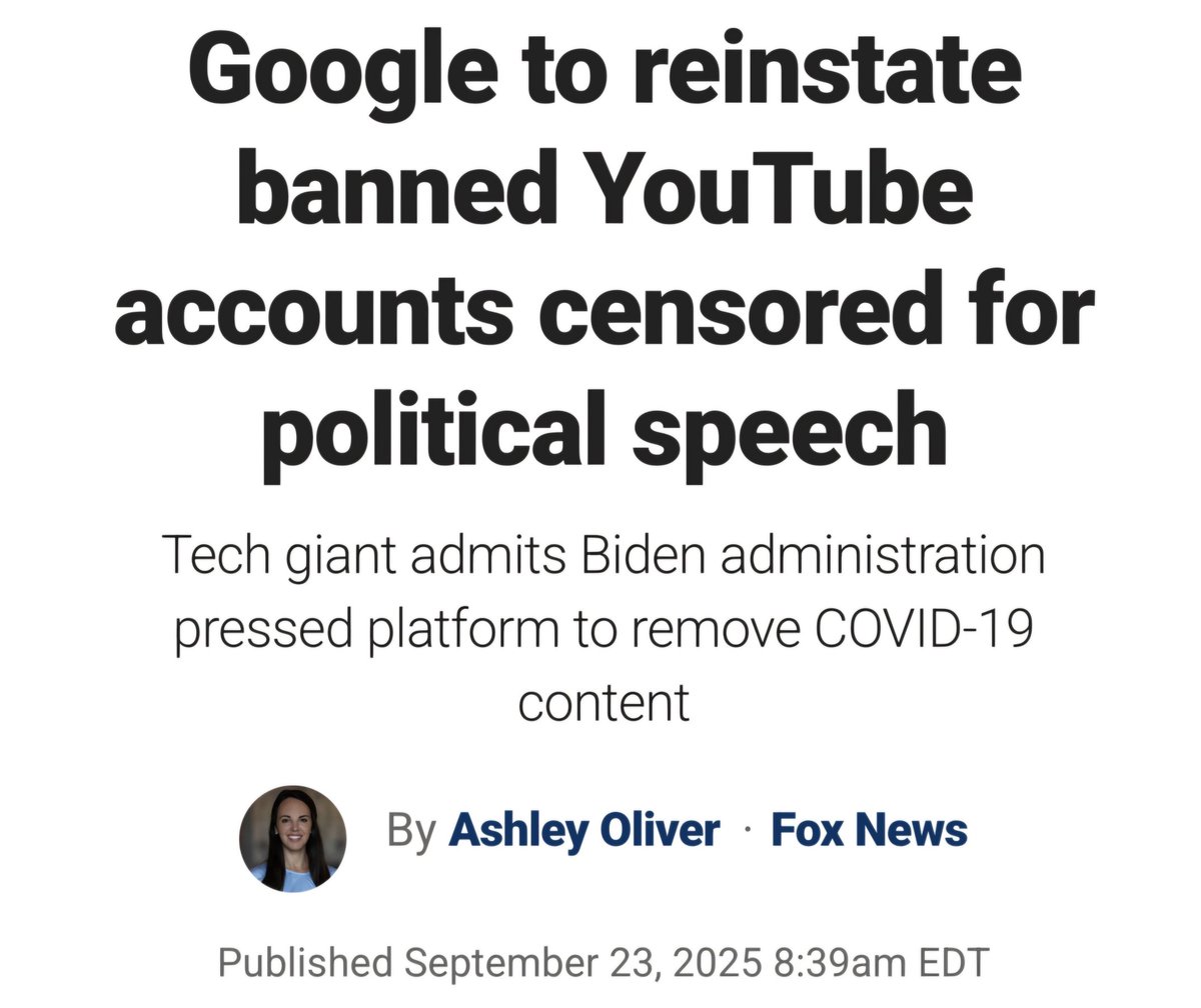 Google ripristina migliaia di account YouTube che ammette di aver soppresso durante il coviddi dietro richiesta del Governo americano. E anche oggi i complottisti hanno torto domani 👋