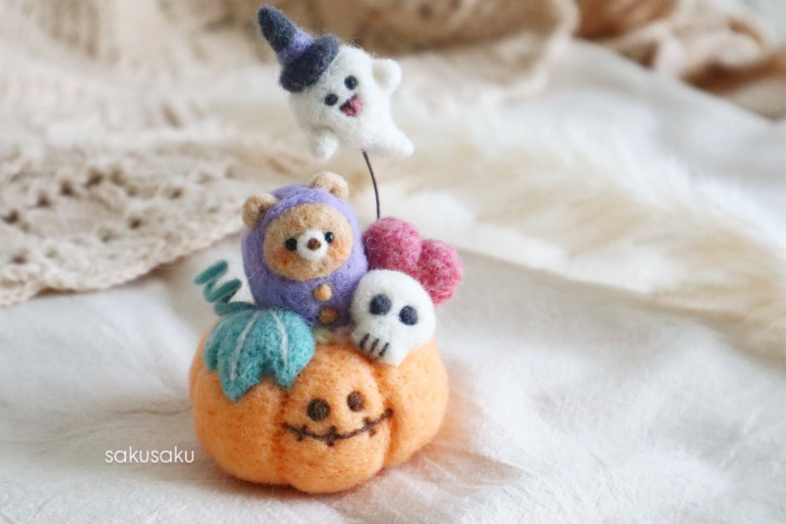✿羊毛フェルト✿くまさんのハロウィン✿2025✿ さくさく⚘ on X: 