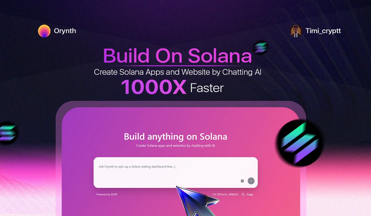 Timi_Cryptt's tweet image. everyone says no code is the future of building.

but when you look closely, most platforms fail on the simplest basics.

they’re expensive, confusing, and end up shutting out the very beginners they should empower.

that’s why @orynthai on solana is gaining attention.

instead…