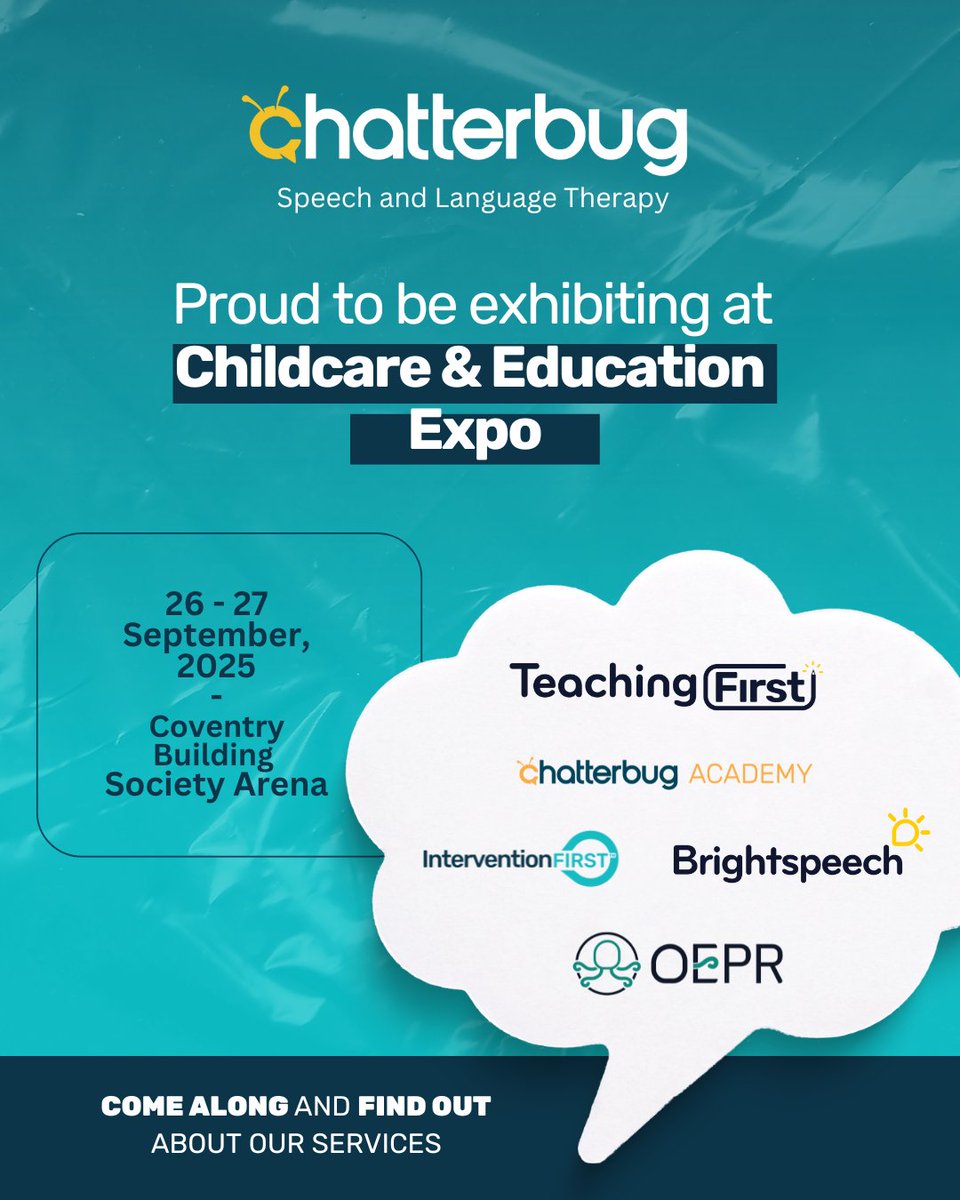 ChatterbugSLT's tweet image. Our team is embarking on new adventures 👋 meet all our delegates at the Childcare and Education Expo Midlands 2025! #ChildcareExpo #EducationExpo #Midlands2025 #SpeechAndLanguageTherapy #EarlyYearsEducation #ChildcareProfessionals