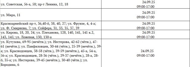 Отключение электроэнергии 24 сентября