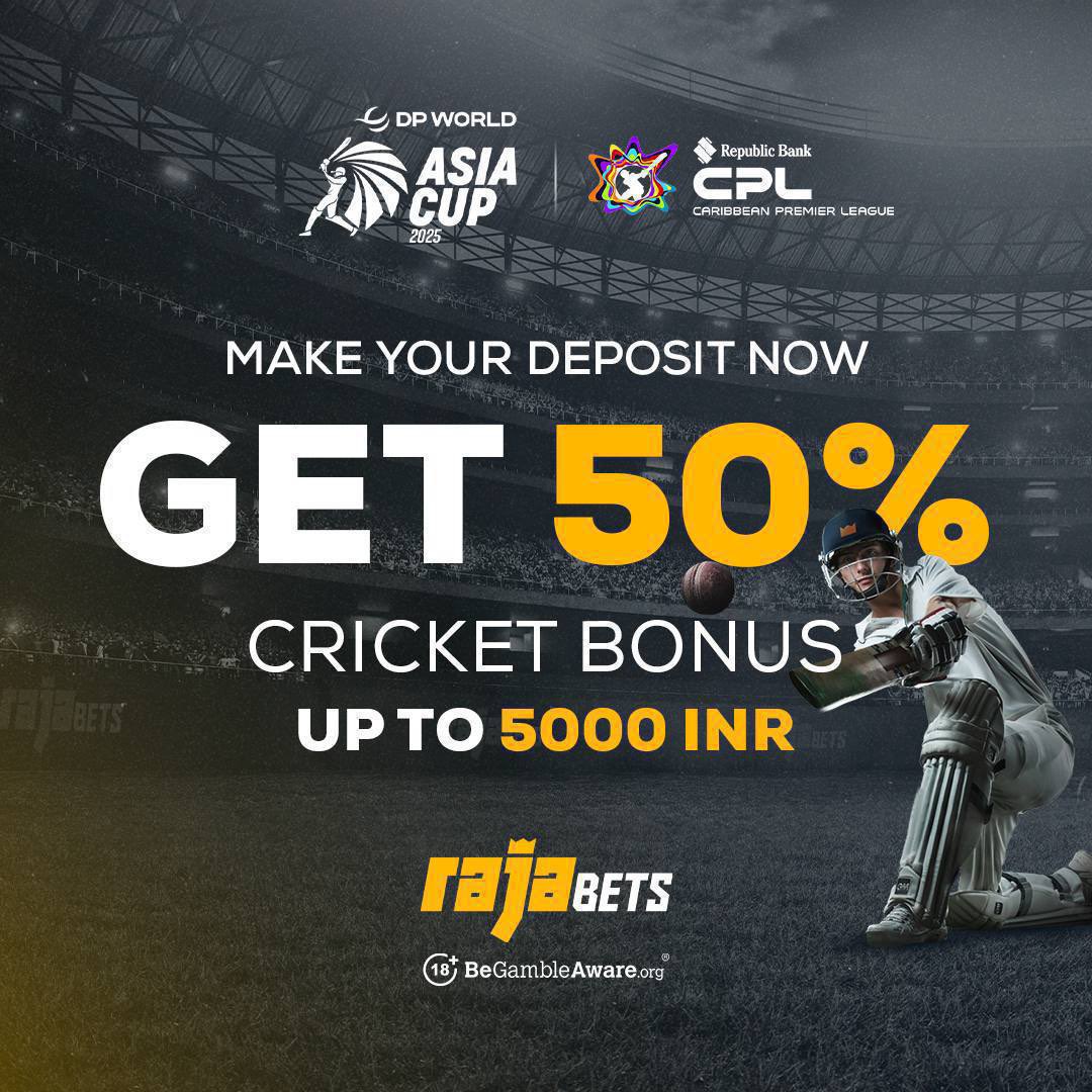 Don't forget to get your 50% Cricket Bonus! 🔥

50% Cricket Free Bet is active during #AsiaCup2025 and #CPL2025, with the exclusive Rajabets. 🇮🇳👑

Play now! ➡️ raja.link/twitter