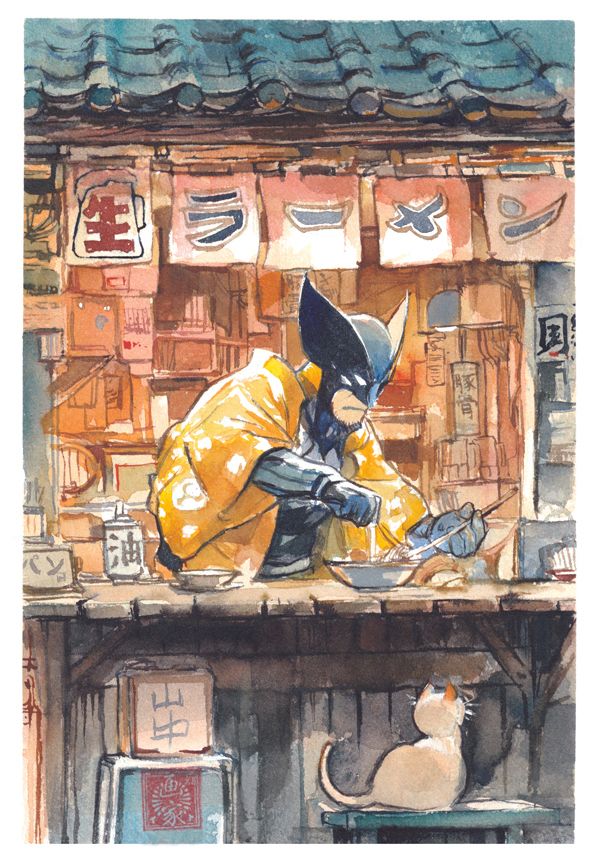 Itoscaresme's tweet image. Some paint! #japan #comics #GhostArt #Watercolor #JapanArt