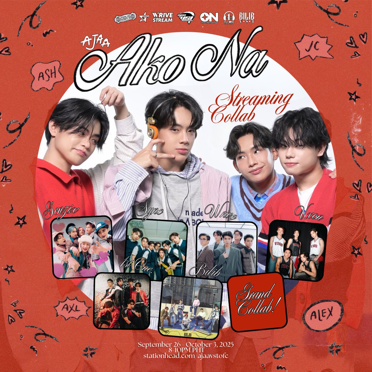 [🎼] AJAAnother Streaming Collab 🎧

Hanies! 🍯

Join us for an AJAAmazing streaming collab with other PPOP groups as we celebrate the release of ‘Ako Na’ on Sept 26!

📅 Sept 26 - Oct 3
🕗 8:00 - 10:00 PM
🔗 stationhead.com/ajaavstofc

#AkoNa #AJAA_Comeback
#AJAA <a href="/AJAAofc/">AJAA</a>