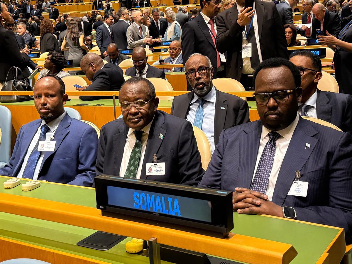 DrAliHajiadam's tweet photo. Alongside President H.E @HassanSMohamud’s delegation to #UNGA80, I delivered remarks at high-level UN side events on global health innovation, peace, and expanding access to essential health services and technologies. https://t.co/9vdtt0tPPp