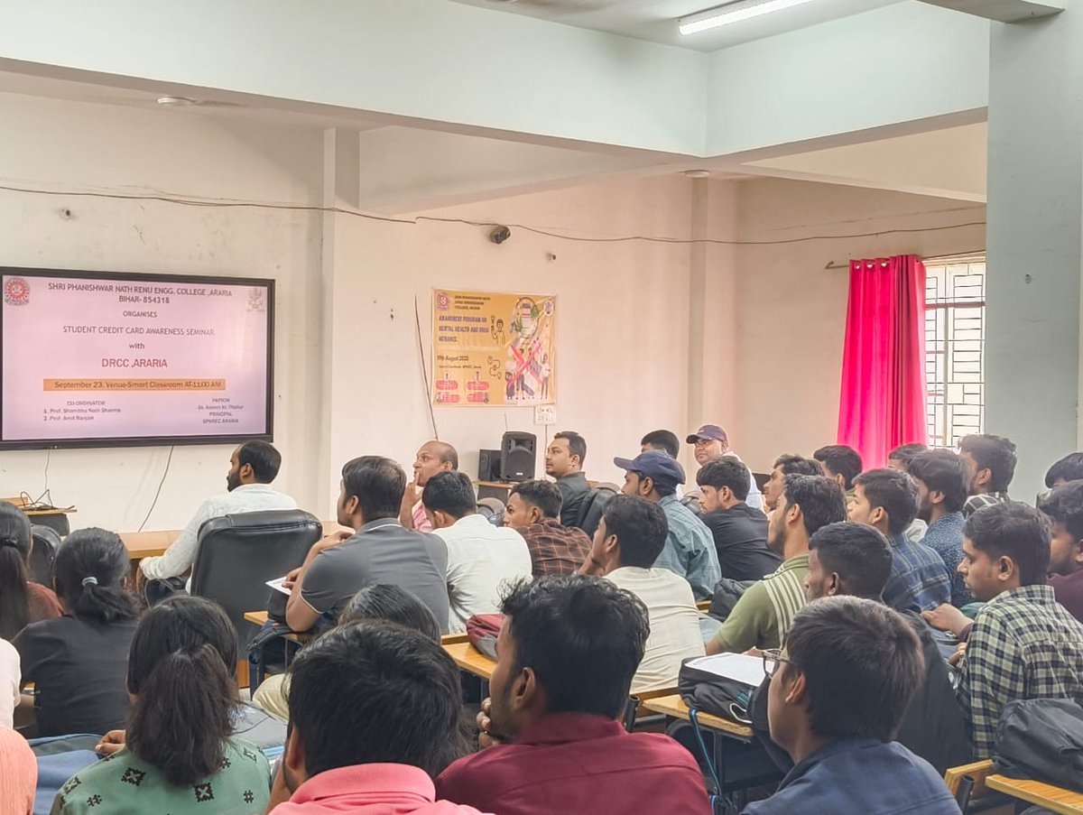 SpnrecA's tweet photo. SPNREC organized a seminar on Bihar Student Credit Card Yojana. 
Students learned about eligibility, documents &amp; benefits of availing up to ₹4,00,000 education loan with full govt. guarantee.
Speaker: Mr. Gajendra Kumar (DM, DRCC)
Coordinator: Prof. Amit Ranjan &amp;Prof ShambhuNath https://t.co/n79VdMxfx2