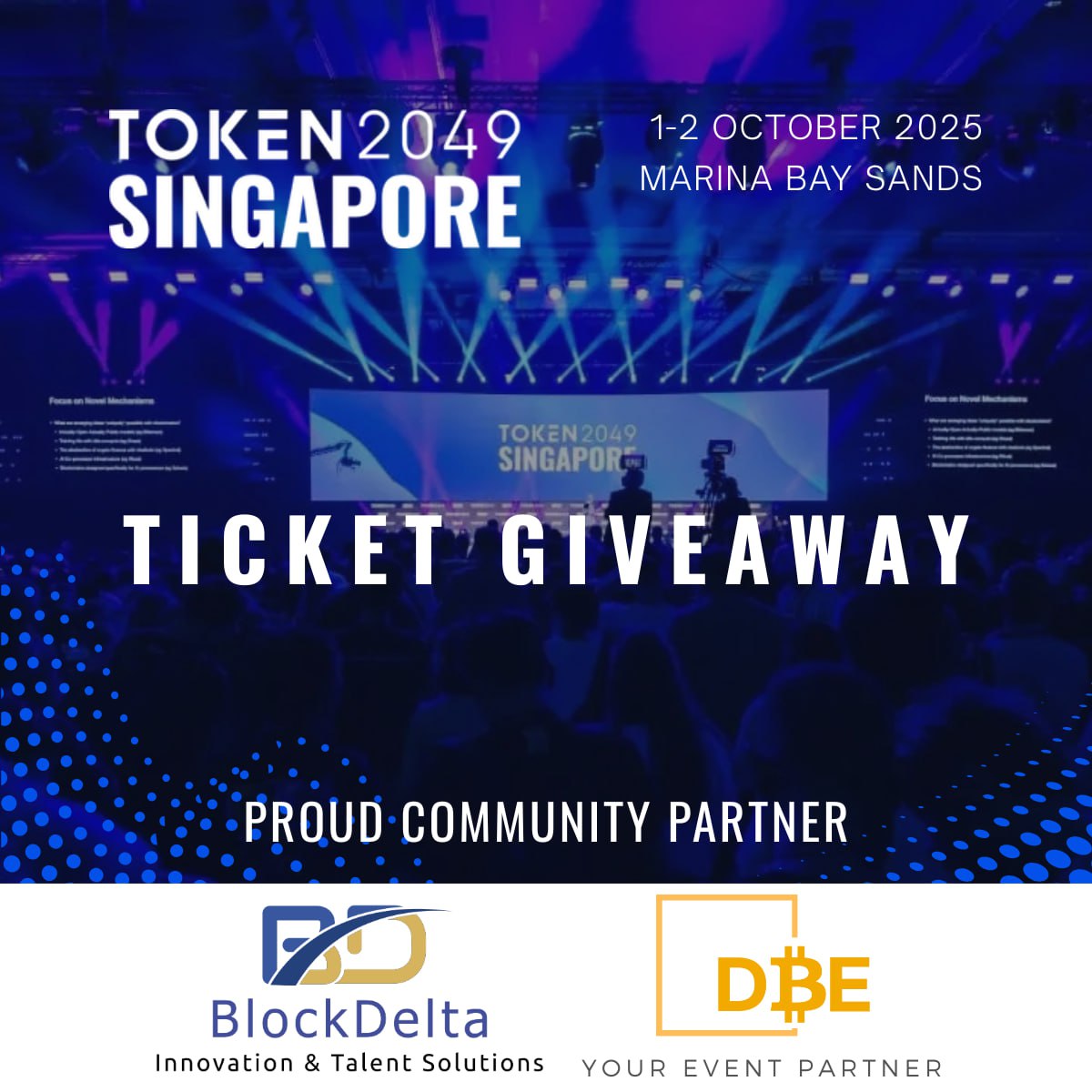 block_delta's tweet image. TOKEN2049 TICKET GIVEAWAY! Valued at 999 USD 👇

Want to meet BlockDelta at Token2049 Singapore👀The world’s largest Web3 gathering. 🚀

How to Enter:

1️⃣ Follow BlockDelta &amp;amp; Token2049
2️⃣ Like and repost this post with #blockdeltatoken2049

⚠️ Winner will be selected this week 🚀