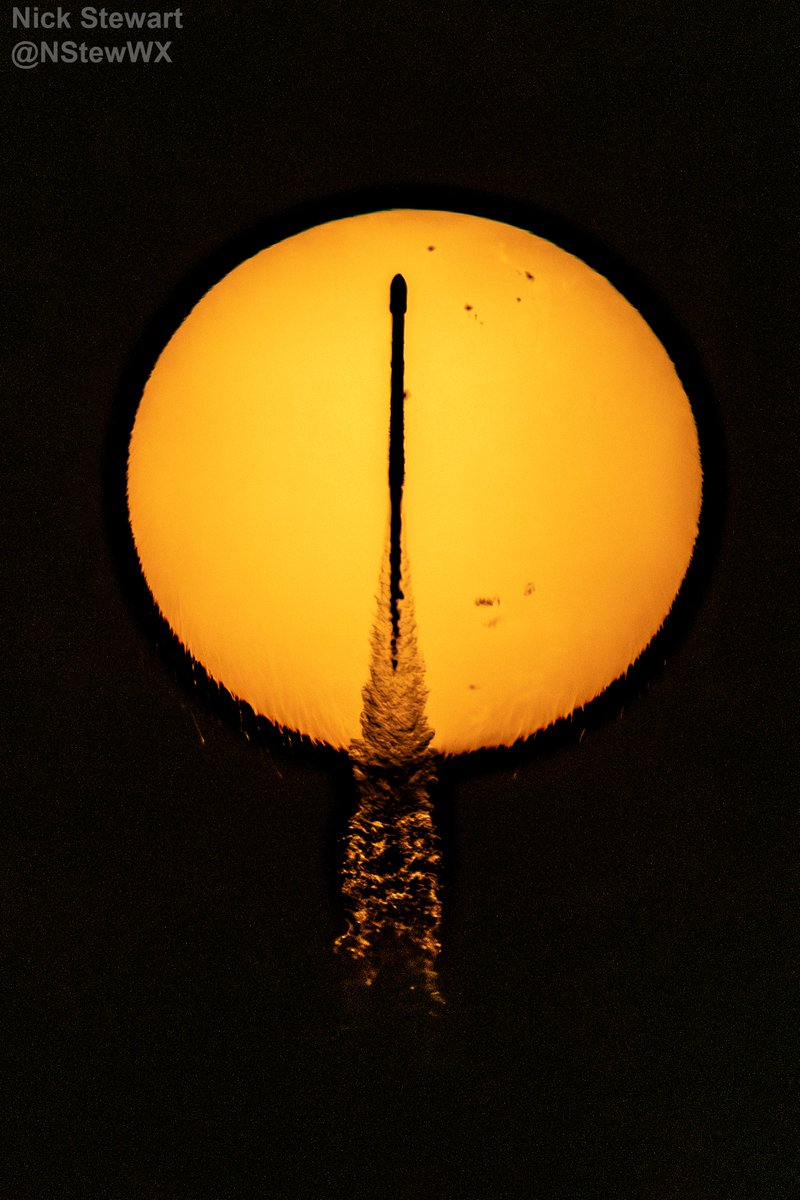 NStewWX's tweet image. LAUNCH of NASA&apos;s IMAP and @NOAASatellites&apos; SWFO-1 from the Kennedy Space Center! Seemed fitting to get the launch transiting the sun given the very important space weather benefits these spacecraft will give us in the years ahead! GO IMAP! GO SWFO-1! #FLwx