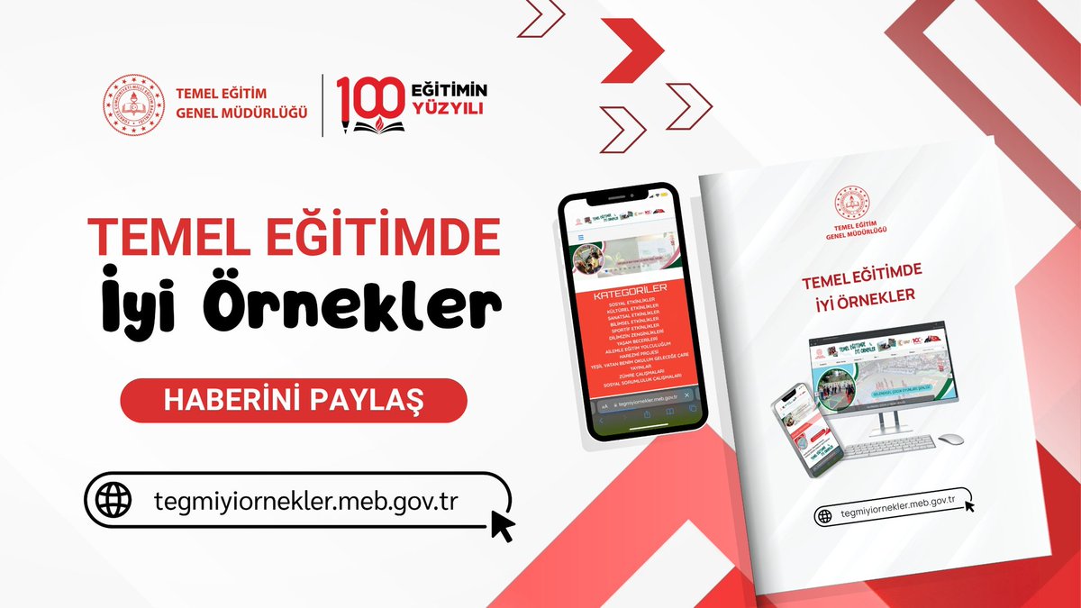 "Temel Eğitimde İyi Örnekler" sayfasına “Yeşil Vatan- Benim Okulum Geleceğe Çare” kategorisi ve paylaşım rehberi eklendi.

➡️tegm.meb.gov.tr/www/temel-egit…

<a href="/tcmeb/">Millî Eğitim Bakanlığı</a>
<a href="/Yusuf__Tekin/">Yusuf Tekin</a>
<a href="/farukyelkenci/">Ömer Faruk Yelkenci</a> 
<a href="/ebubekirsavasci/">Ebubekir Sıddık Savaşçı</a>