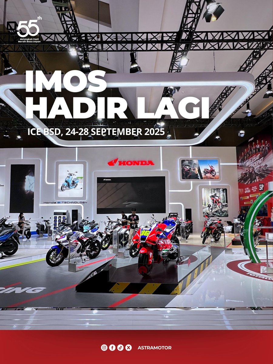 astramotor's tweet photo. Saatnya gass buat ke IMOS 24-28 September di ICE BSD.
Langsung merapat ke booth Honda bersama Astra Motor di Hall 10 yak. Jamin ngga bakalan nyesel deh, karena promonya kata gue sih edaann ๐
#AstraMotor
#OneHeart
#Honda
#satuhatipenuharti
#MelangkahPastiMeraihMasaDepan https://t.co/pETuJNoxuo