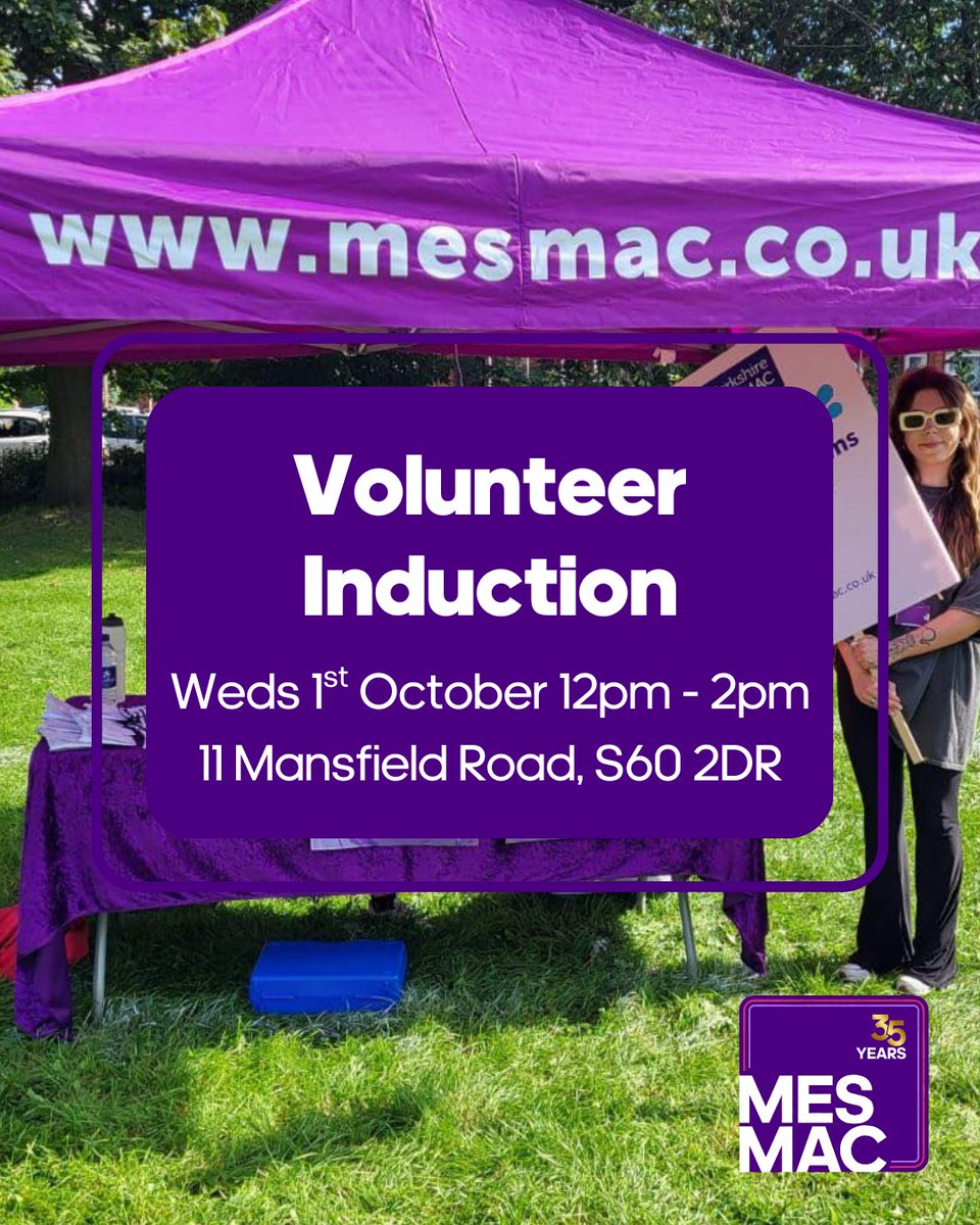 MESMAC (@mesmachealth) on Twitter photo Just a week to go until our #Rotherham volunteer induction!
It's a chance to meet new people, learn new skills and put something truly unique on your CV
Get in touch with Charley to find out more:
📱 07715 213 639
💻 c.wasnidge@mesmac.co.uk Just a week to go until our #Rotherham volunteer induction!
It's a chance to meet new people, learn new skills and put something truly unique on your CV
Get in touch with Charley to find out more:
📱 07715 213 639
💻 c.wasnidge@mesmac.co.uk