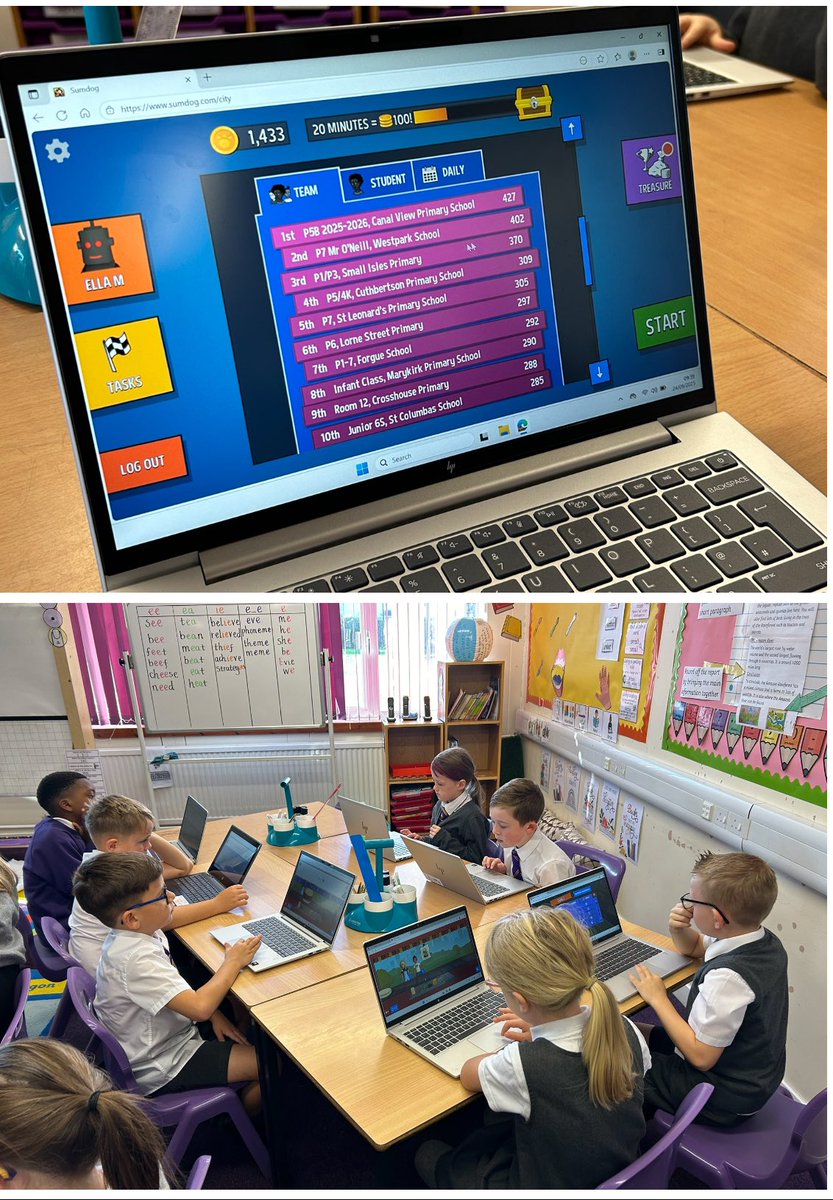 St_Aidans_PS's tweet photo. This morning the boys and girls in Primary 4/5 were super excited to take part in the Sumdog Maths Week Scotland contest 💻
#StAidansNumeracy
#MathsWeekScot https://t.co/rF0SvT2O3d