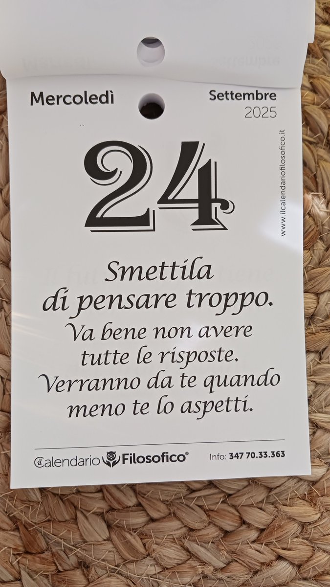 ”Smettila di pensare troppo. Va bene non avere tutte le risposte. Verranno da te quando meno te lo aspetti.”

"Stop overthinking. It's okay not to have all the answers. They'll come to you when you least expect it."

My daily Duolingo.