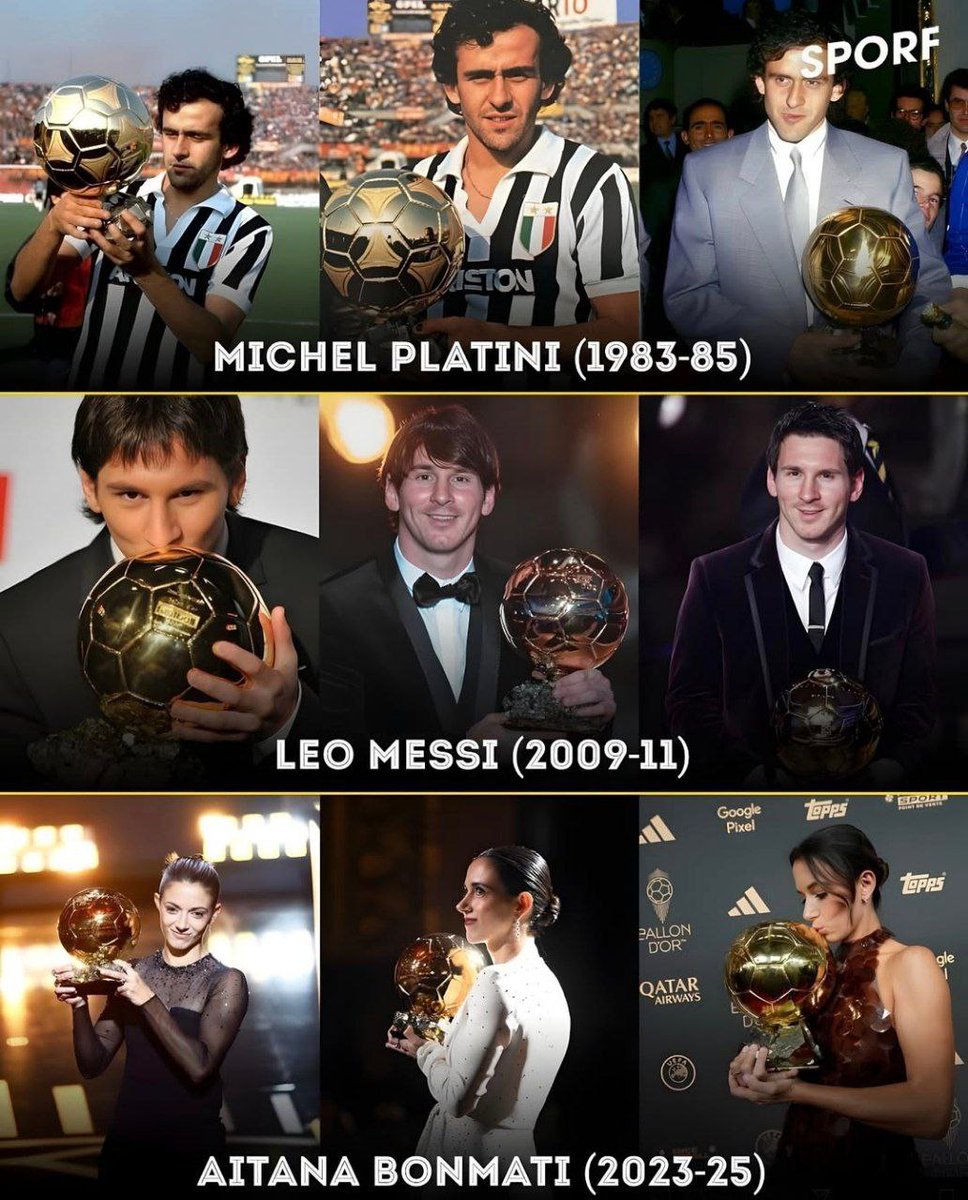 Modadi7's tweet image. آیتانا بونماتی اولین بازیکن زن و سومین بازیکن تاریخ فوتباله که هتریک توپ طلا داشته🫠❤️