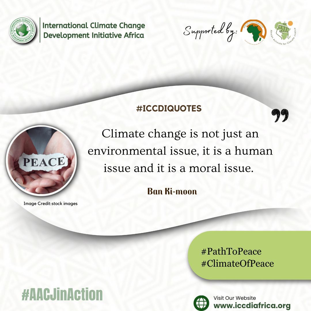 ClimateWed's tweet photo. Climate change is not just an environmental issue, it is a human issue and it is a moral issue. — Ban Ki-moon

#PathToPeace #ClimateOfPeace #AACJinAction https://t.co/ErI66RYYpZ