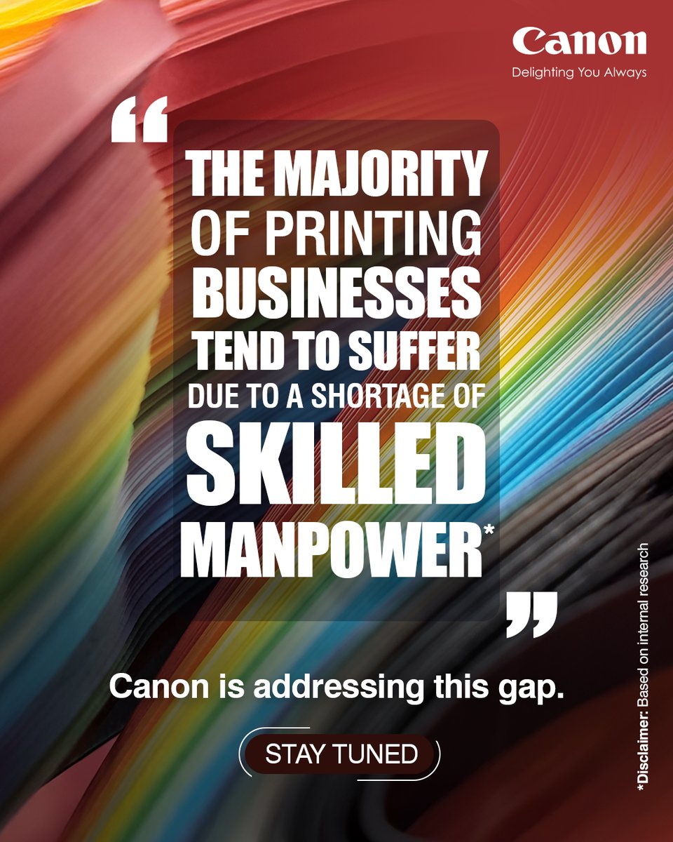 Canon_India's tweet image. India’s digital printing industry is powered by tech but held back by a shortage of skilled professionals. That’s about to change. 
Stay tuned for a game-changing move to upskill the workforce.

#ProductionPrinters #imagePRESS #Vseries #Jobbers #CommercialPrinters #CANwithCanon…