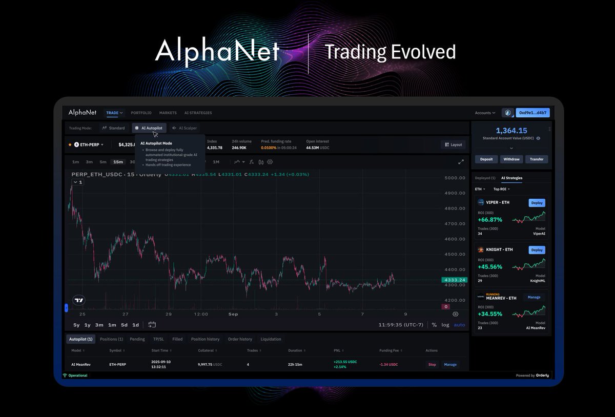 Phoenix_Chain's tweet image. If you haven’t heard of AlphaNet, you will be hearing a lot about it soon – AlphaNet AI DEX will be coming full swinging in Q4. AlphaNet will be the first Perp DEX powered by institutional-grade AI quantitative trading strategies, delivering users unprecedented trading edge and…