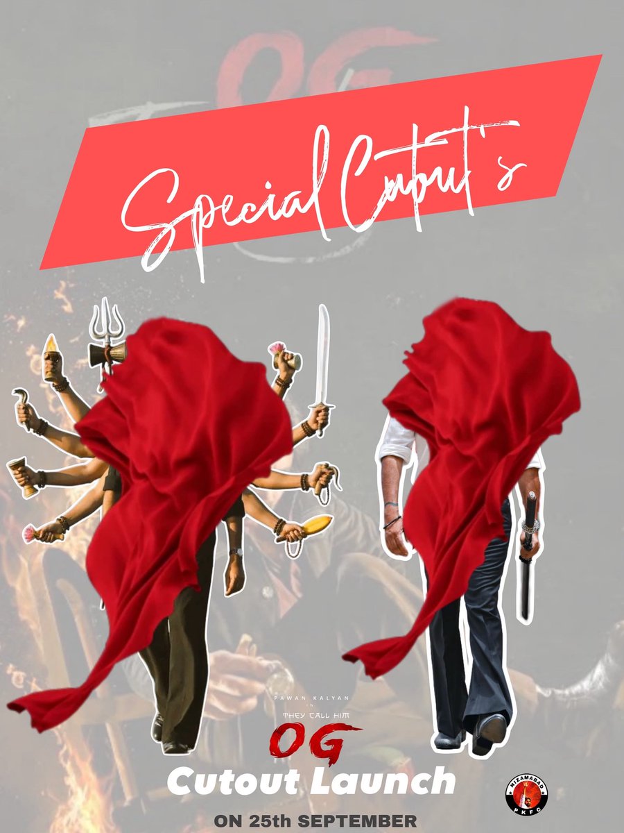Nizamabad_PKFC's tweet photo. Massive OG special cutouts are being unveiled tomorrow at 10 AM at Lalithamahal 70MM in Nizamabad! Get ready to witness the grand launch. Don't miss out!
#OG #PawanKalyan #PawanKalyanOG #Nizamabad #CutoutLaunch #FansCelebration https://t.co/iEw6uLyzdK