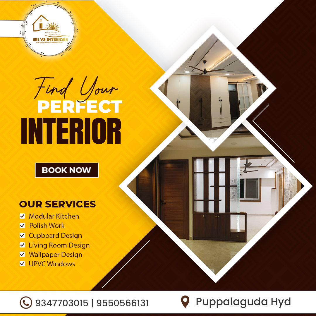 interiors_vs's tweet image. Searching  For Your PERFECT INTERIOR

Sri VS Interiors Delivers Their Design  In a Proper Way With Services Including Modular Kitchens, Cupboard Design, Living Room Wallpaper, and UPVC Windows

#SriVSInteriors #Interior #LuxuryLiving #DreamHome #BestInteriors #puppalaguda #HYD.