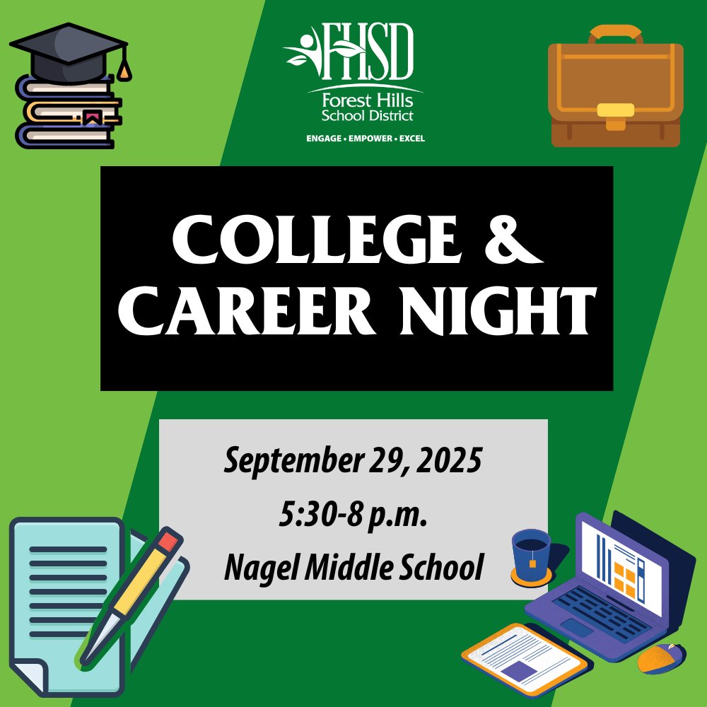 College &amp; Career Night is a great chance for <a href="/FHSchools/">FHSD</a>  students &amp; families to explore post-grad options! 🎓 Register at StriveFair.com to connect with colleges &amp; get a recap of who you visited. Details: foresthills.edu/district-news/…