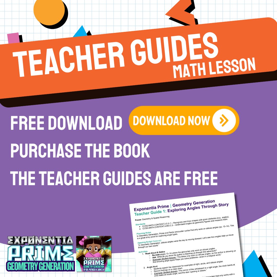 ExponentiaPrime's tweet image. You don’t need to choose between rigor &amp;amp; joy.
Geometry Generation helps students explore angles through story.

🎯 Download the free Math Teacher Guide: loom.ly/PDcz_yw
🛒 Then grab the book on Amazon: loom.ly/EIQ9OO0

#ExponentiaPrime  #GeometryGeneration