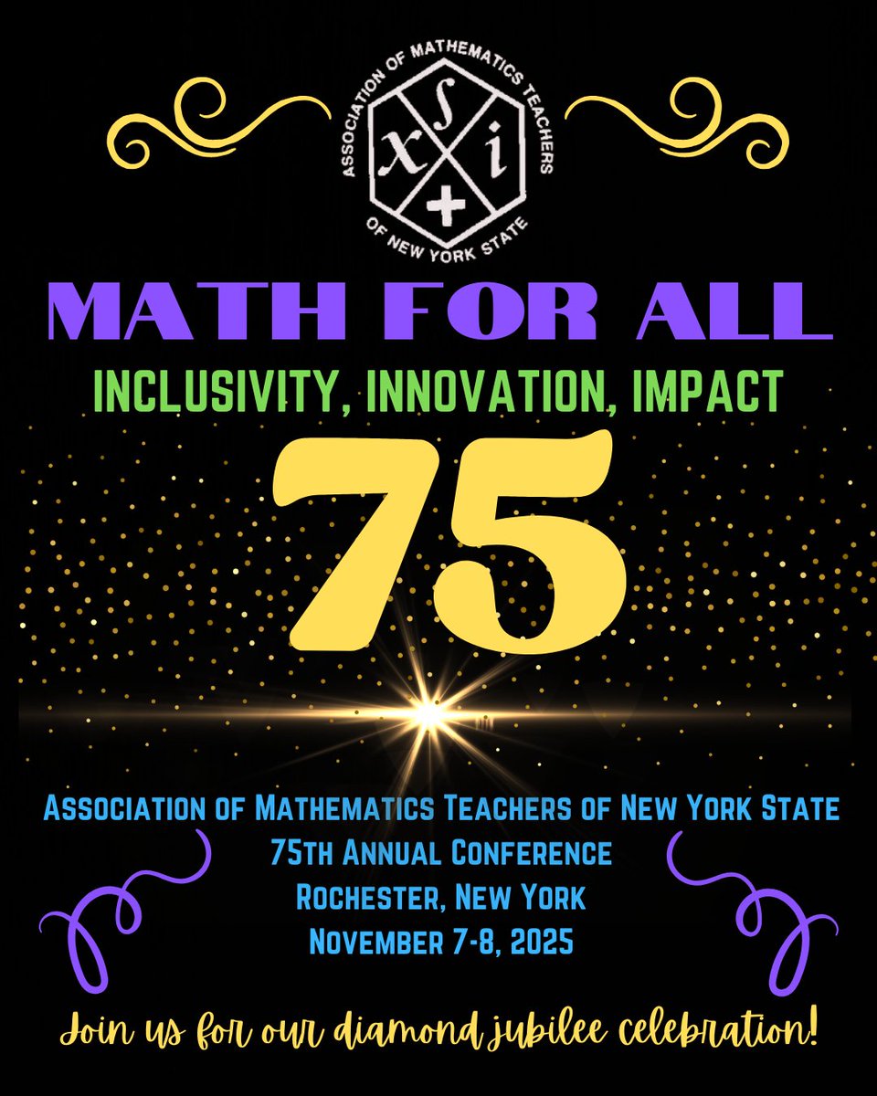 AMTNYS's tweet image. 🚨 Last chance! 

Early Bird rates for our annual fall conference end TODAY (Sept 24)! 

Don’t miss discounted registration + updates on hotel discounts. Register now 

👉 amtnys.org #MathForAll #AMTNYS75