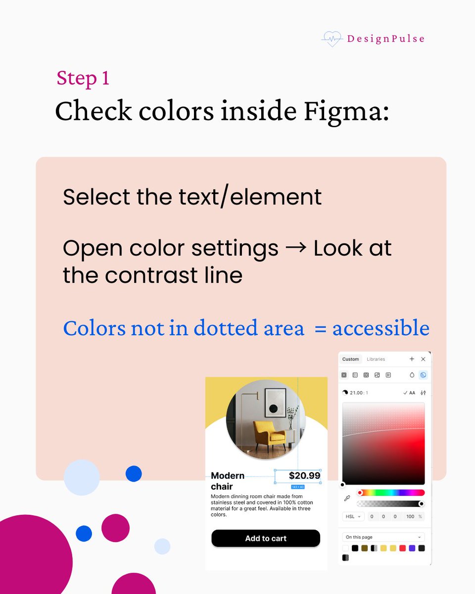 DesignPulse0's tweet image. 👀 Can everyone read your design?

Swipe through to learn how to check contrast in Figma &amp;amp; follow WCAG AA/AAA standards

Small changes → big accessibility wins! ✨

Your users will thank you. 💙

#ui #accessibility #learninguidesign #uxdesign #uxui #uxdesign