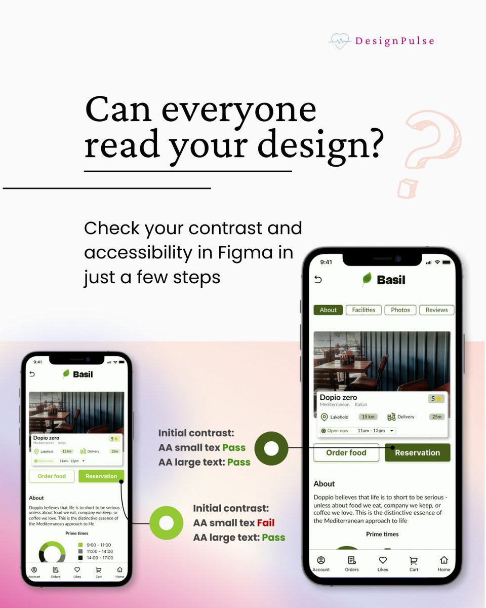DesignPulse0's tweet image. 👀 Can everyone read your design?

Swipe through to learn how to check contrast in Figma &amp;amp; follow WCAG AA/AAA standards

Small changes → big accessibility wins! ✨

Your users will thank you. 💙

#ui #accessibility #learninguidesign #uxdesign #uxui #uxdesign