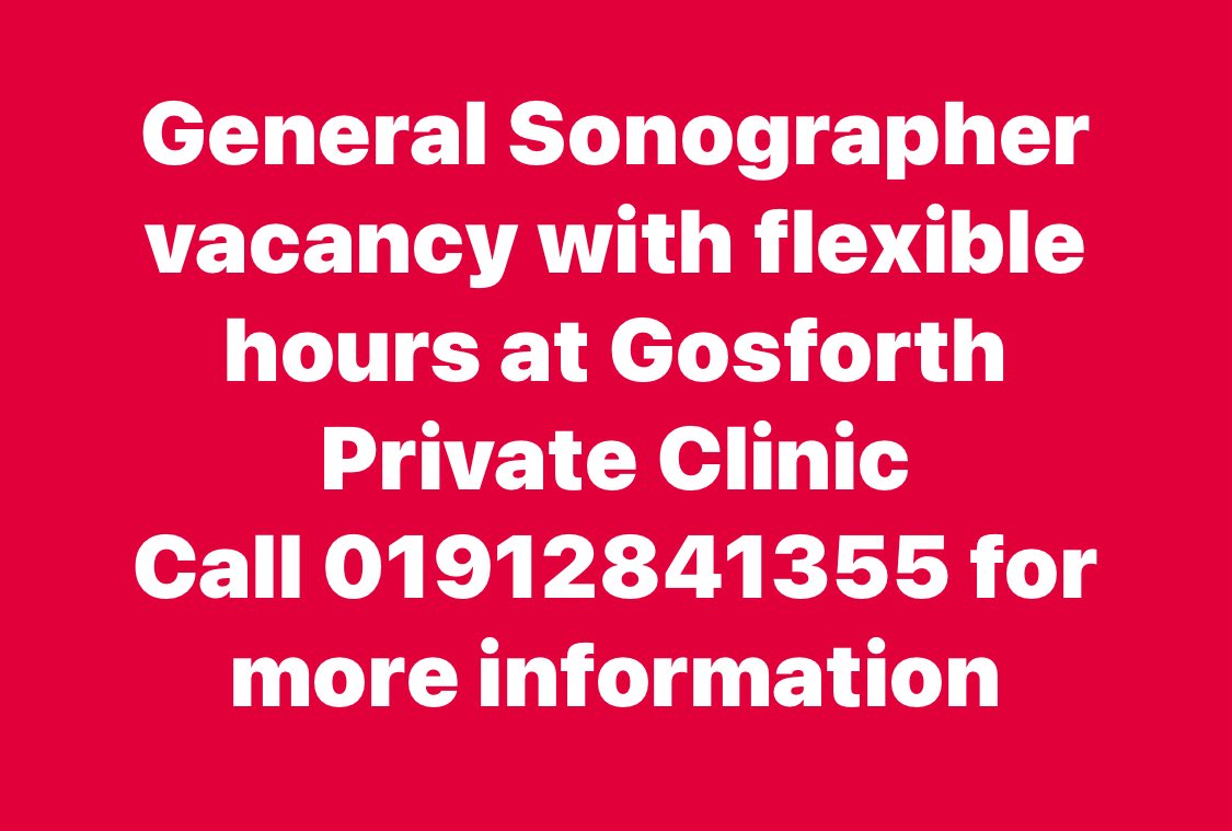 GosforthClinic's tweet image. Vacancy for a ✅General Sonographer to join a fantastic team at ✅Gosforth Private Clinic in Newcastle upon Tyne
✅Part time Flexible hours
✅Good reimbursement 
If interested, please respond with your CV via email to firstcare@live.co.uk or drop us a DM for more information